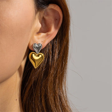 18K Gold Plated Double Heart Shaped Earrings - Earrings - Ornaments Co - Ornaments Co - 18K Gold Plated - 