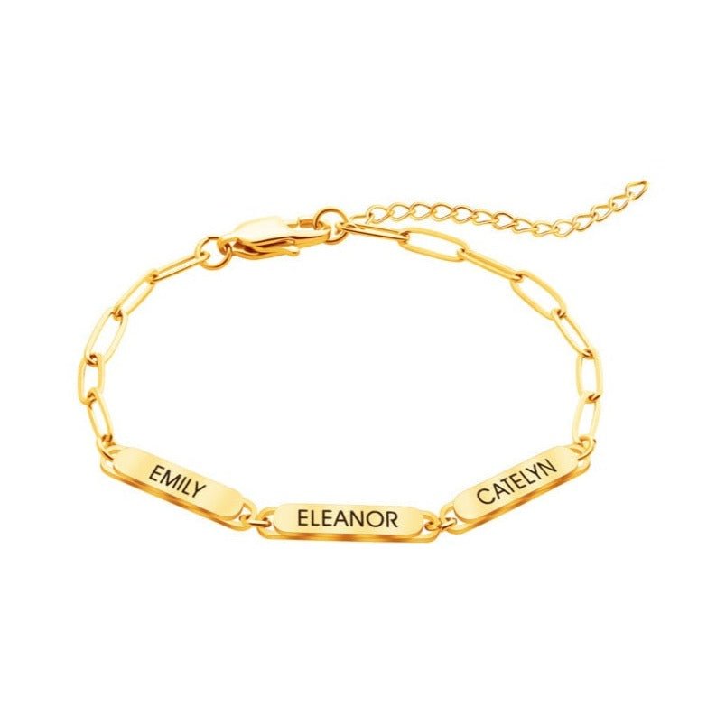 18K Gold Plated Personalized Paperclip Chain Link Bar Bracelet - Personalized Bracelet - Ornaments Co - Ornaments Co - 18K Gold Plated - 6 inches - 1