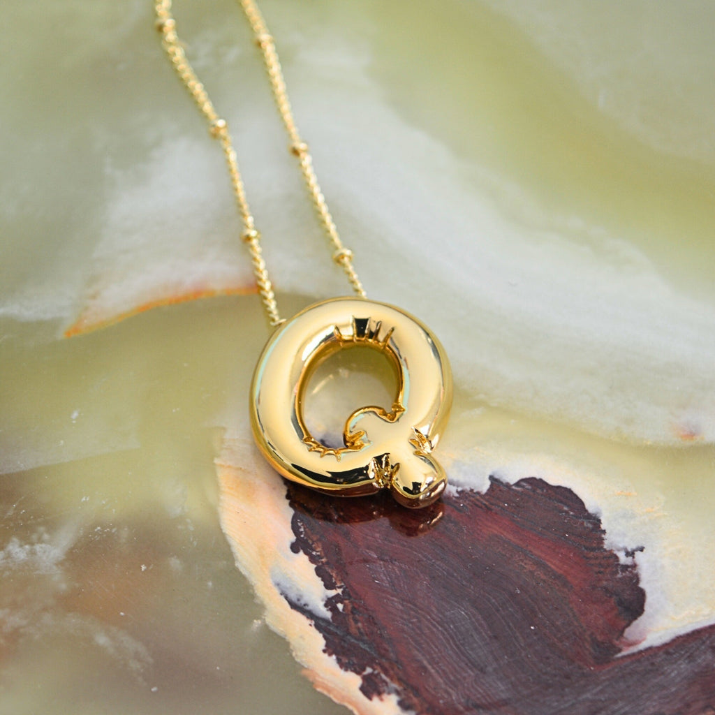 Balloon Bubble Initial Letter Necklace - Ornaments Co - 18K Gold Plated