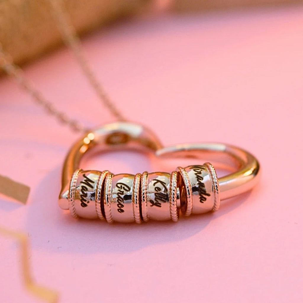 Eternal Heart Name Beads Necklace - Ornaments Co - 18K Gold Plated