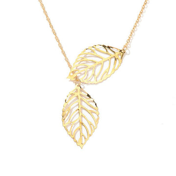 Ladies Leaf Pendant Chain Necklace - Necklaces - Ornaments Co - Ornaments Co - 18K Gold Plated - 