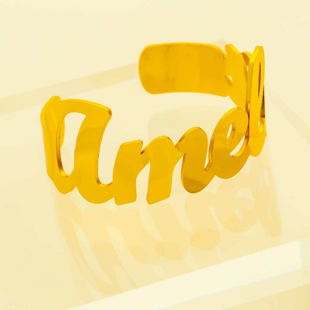 Personalised Adjustable Bangle Name Bracelet - Ornaments Co - Rose Gold