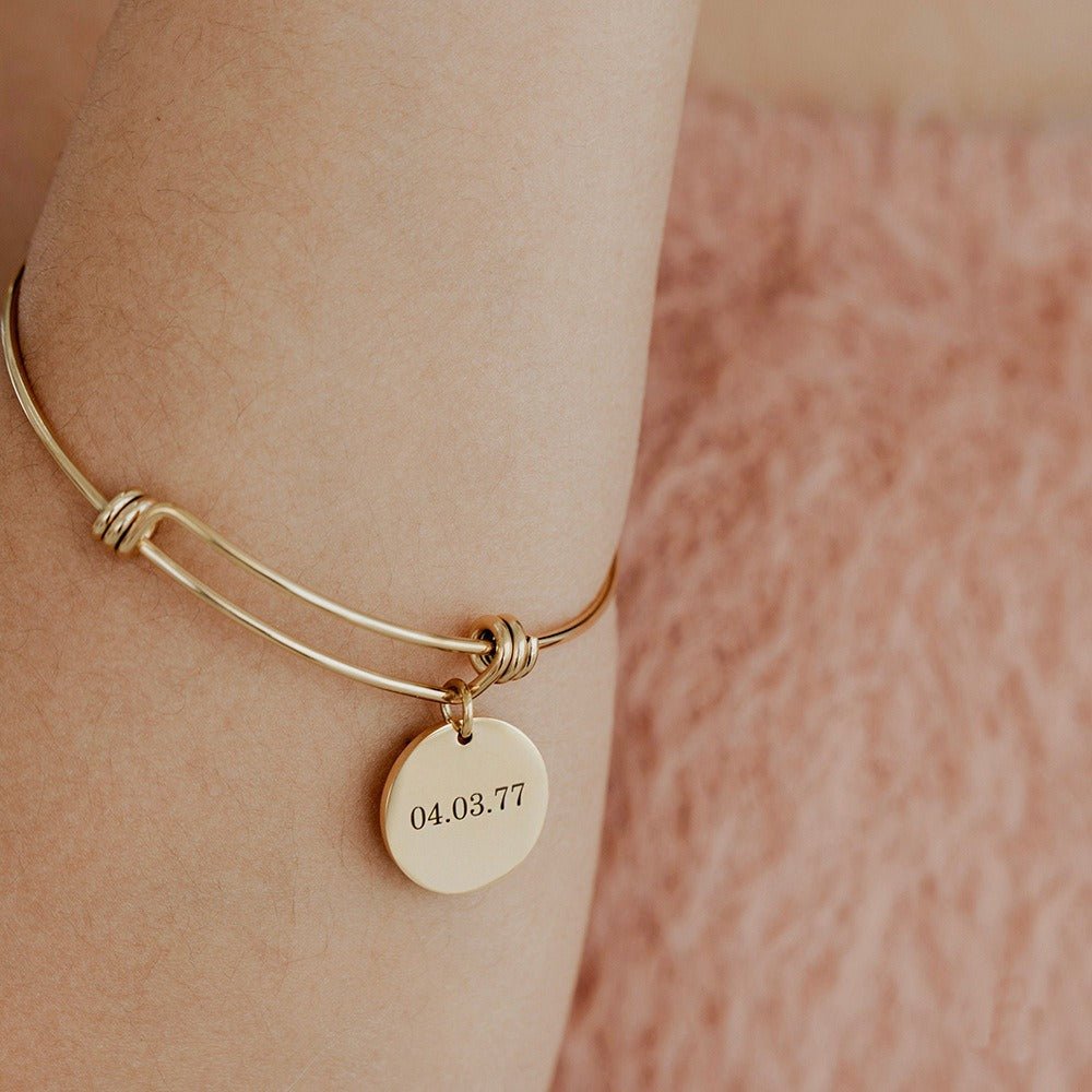 Personalized Disc Lettering Retractable Bracelet - Bracelets - Ornaments Co - Ornaments Co - 18K Gold Plated - 1 - 