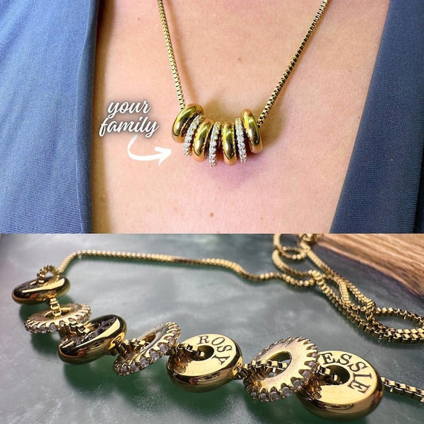 Personalized Engraved Family Name Disc Necklace - Ornaments Co - 18K Gold Plated