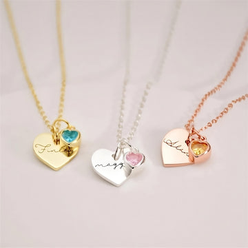 Personalized Engraved Name Necklace With Birthstone - Necklaces - Ornaments Co - Ornaments Co - Gold - 