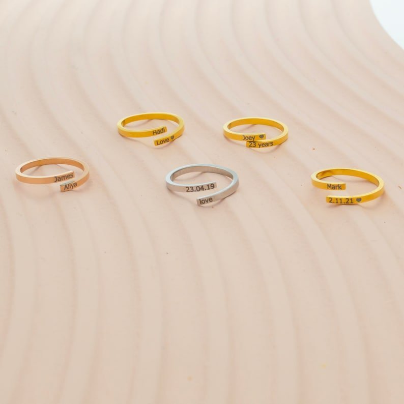 Personalized Engraved Open Couple Ring - Ornaments Co - Rose Gold