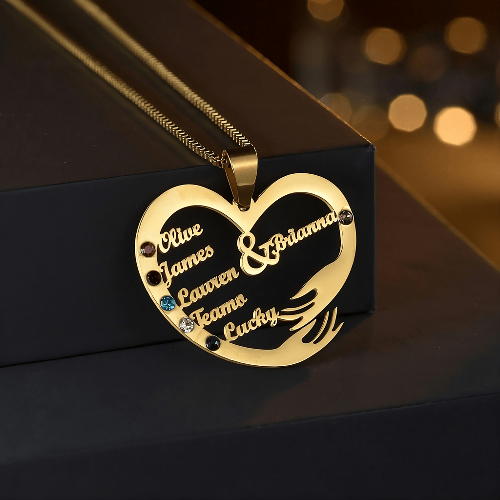 Personalized Family Names Heart Necklace For Women - Necklaces - Ornaments Co - Ornaments Co - 18K Gold Plated - 1 - 