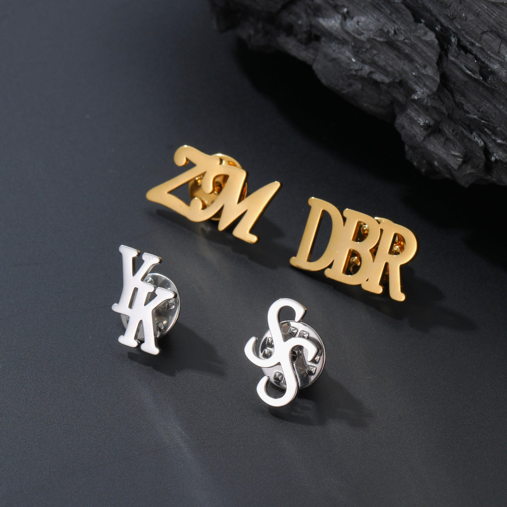 Personalized Initials Lapel Pin - Ornaments Co - 18K Gold Plated
