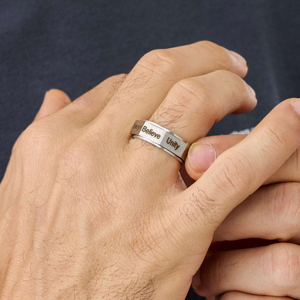 Personalized Multiple Name Engraved Titanium Steel Ring - Ornaments Co - 18K Gold Plated