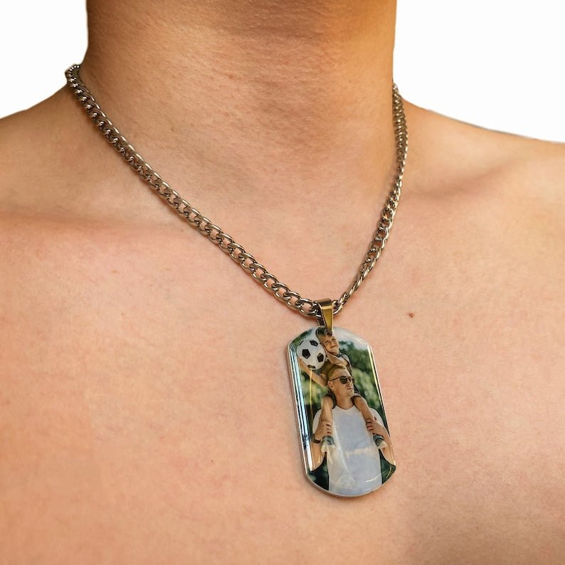 Personalized Photo Engraved Tag Necklace - Ornaments Co - Stainless Steel