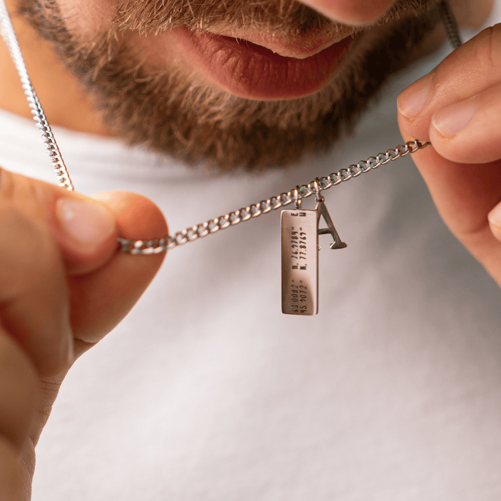 Solid Script Name Bar Necklace - Ornaments Co - Silver