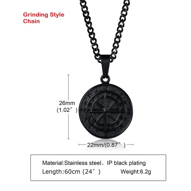 Waterproof Men's Compass North Star Necklace - Ornaments Co - Gold